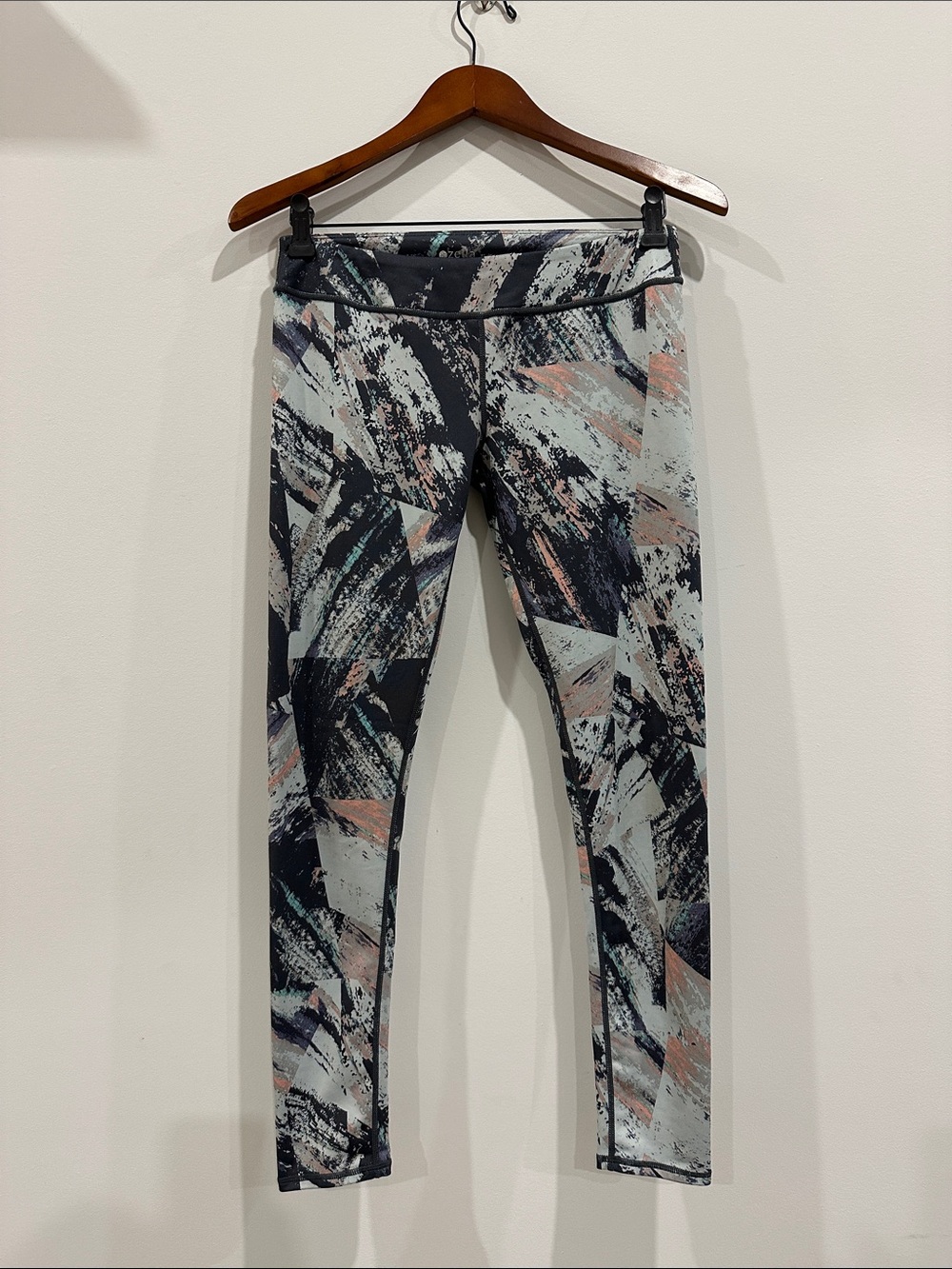 Zella Girl Abstract Brushstroke Leggings in Black, Pale Blue & Blush